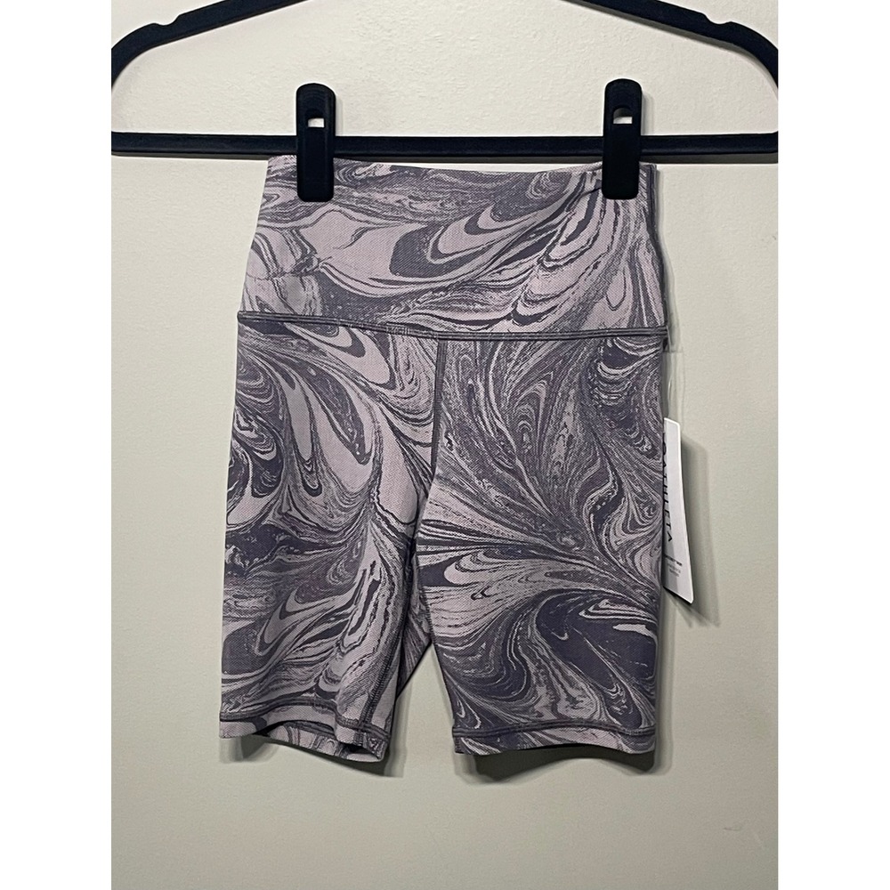 Athleta Transcend 7" Short Women XS Grey Marble NWT High Rise Biker Yoga